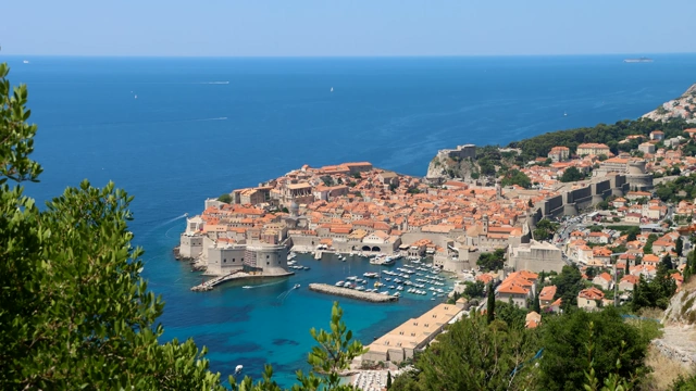 Dubrovnik Old Town and city walls above the Adriatic Sea, the city covered in our pet-friendly Dubrovnik guide for dog owners