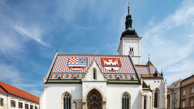 St Mark's Church and its tiled roof in Zagreb's Upper Town, the city covered in our pet-friendly Zagreb guide for dog owners St Mark's Church and its tiled roof in Zagreb's Upper Town, the city covered in our pet-friendly Zagreb guide for dog owners